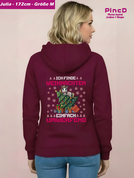 Einhorn Hoodie Damen – „Ich finde Weihnachten einfach umwerfend“