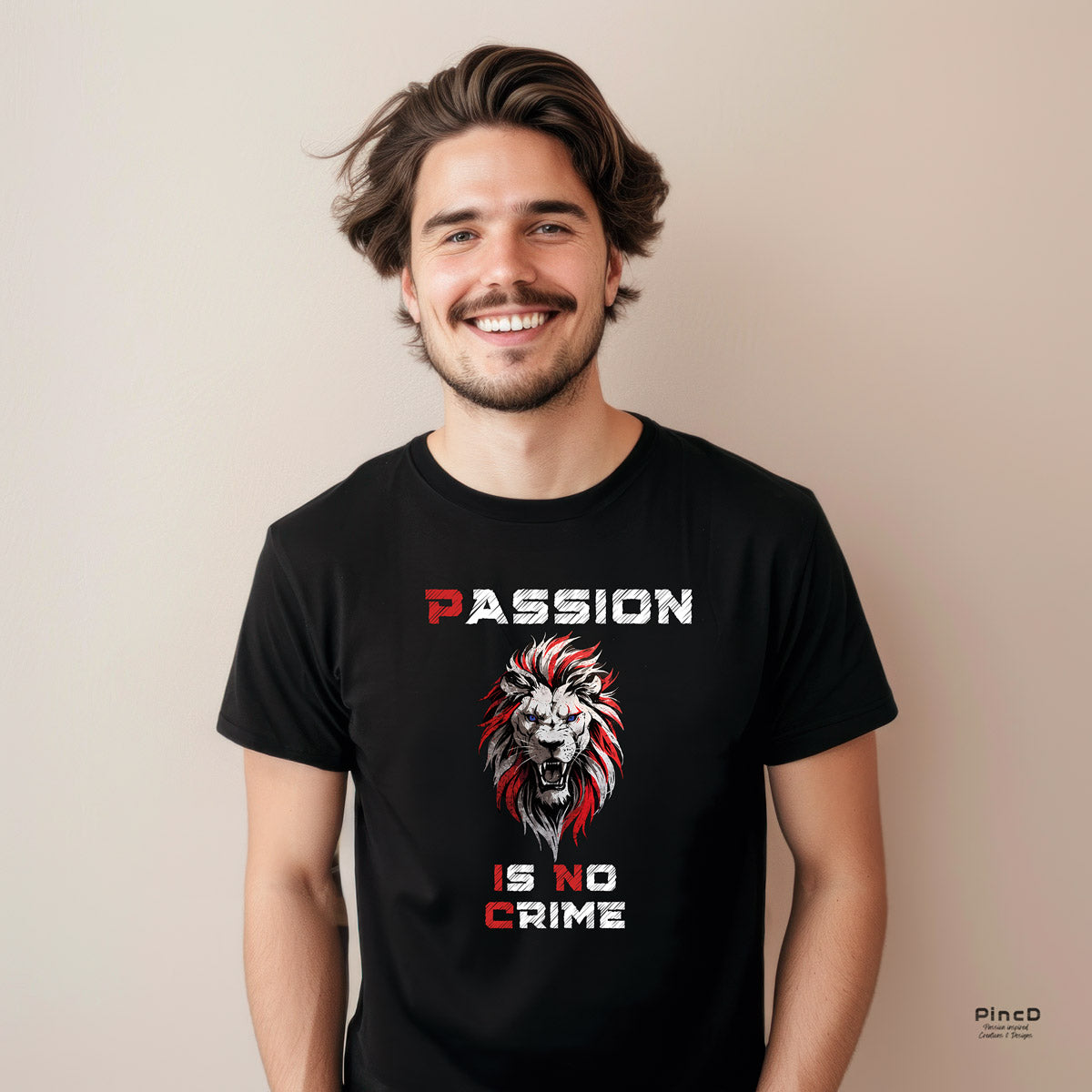 Löwen T-Shirt Herren mit Spruch "Passion is no Crime"