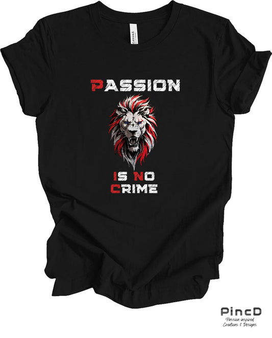 Löwen T-Shirt Herren - Spruch "Passion is no Crime"-T-Shirt-Black