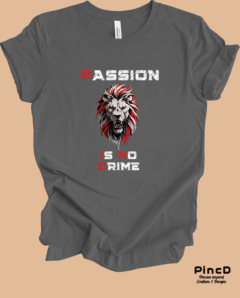 Löwen T-Shirt Herren - Spruch "Passion is no Crime"-T-Shirt-Asphalt-Grey