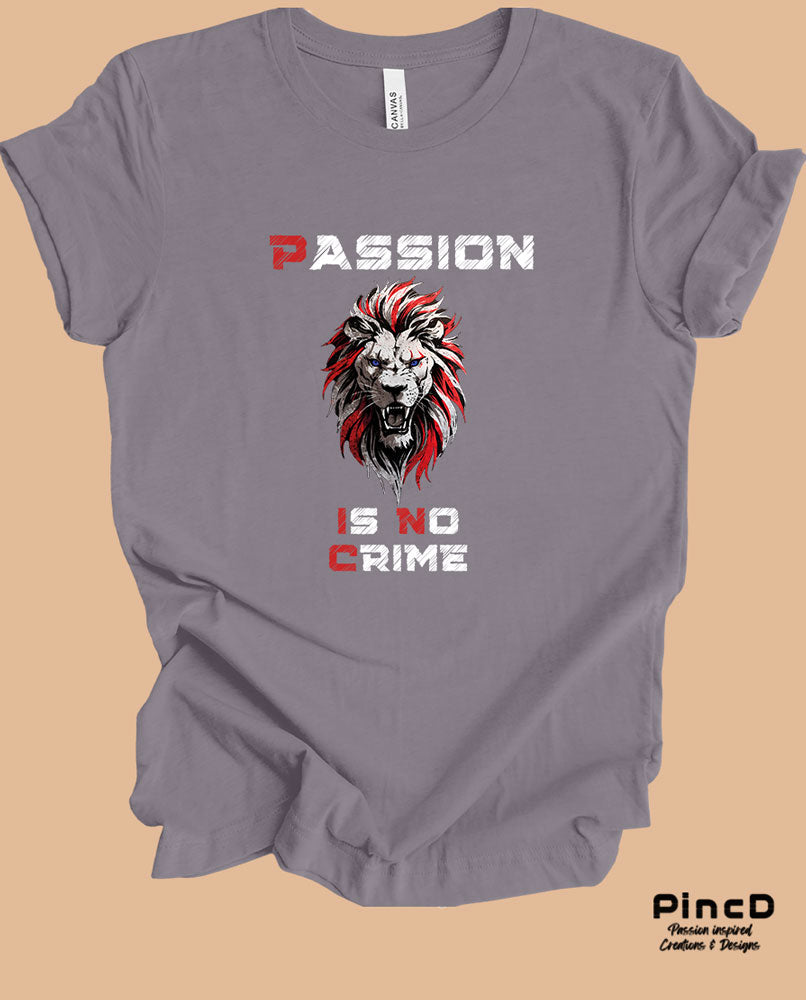 Löwen T-Shirt Herren - Spruch "Passion is no Crime"-T-Shirt-Storm-Grey