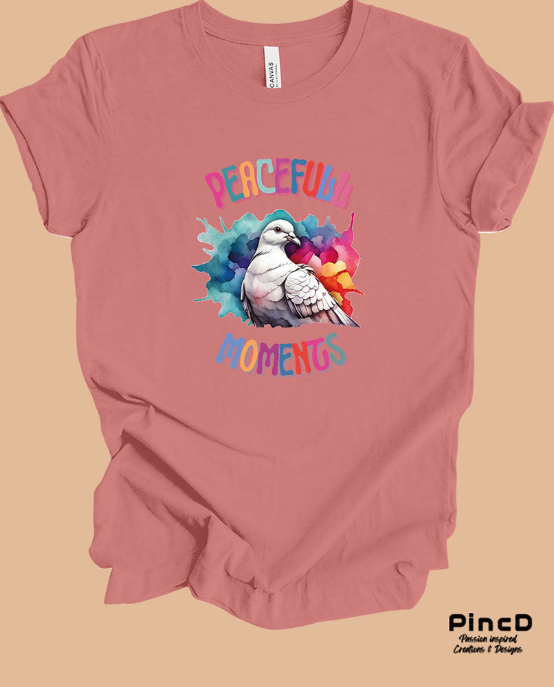 T-Shirt mit Friedenstaube mit Spruch "Peacefull Moments"-T-Shirt-Mauve