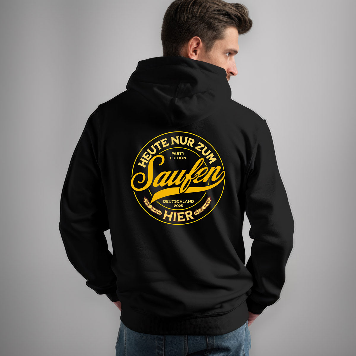 Lustiger Hoodie mit Motiv -Nur zum Saufen hier