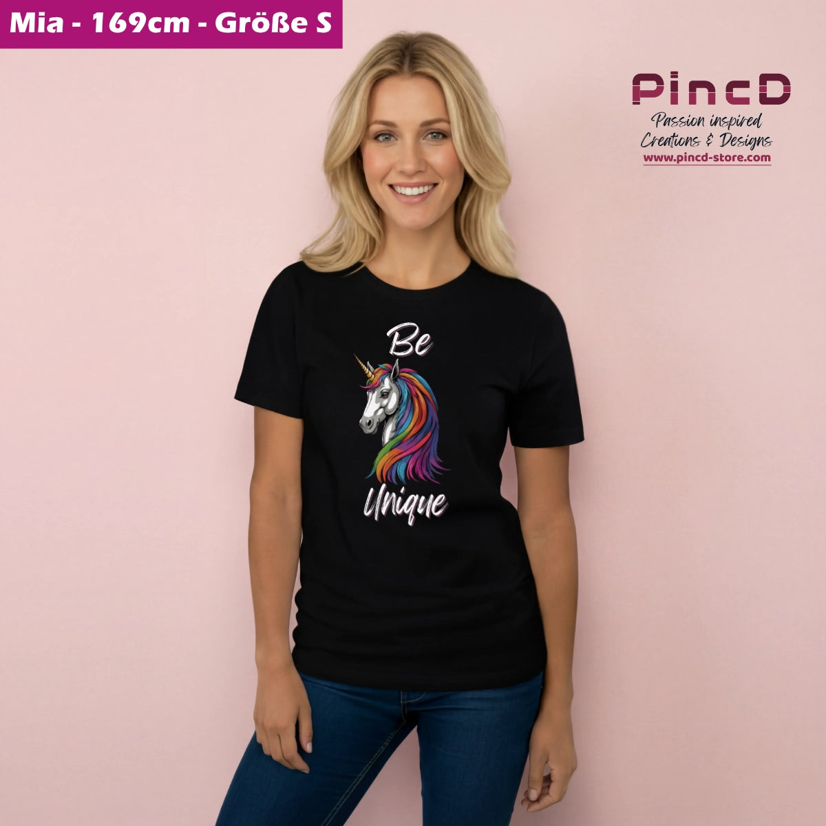 Einhorn T-Shirt Damen mit Spruch „Be Unique“_V2