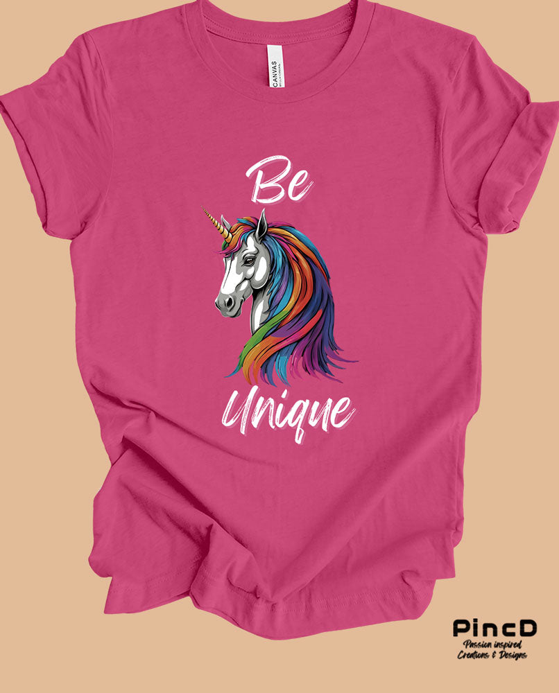 Einhorn T-Shirt Damen mit Spruch „Be Unique“-T-Shirt-Berry