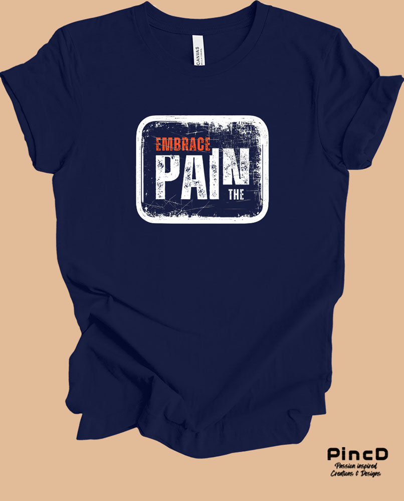 Herren T-Shirt mit Spruch “ Embrace the Pain“-T-Shirt-Navy-Blue