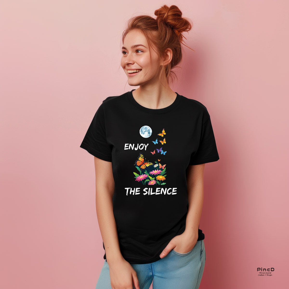 Schmetterling T-Shirt Damen mit Spruch „Enjoy the Silence“