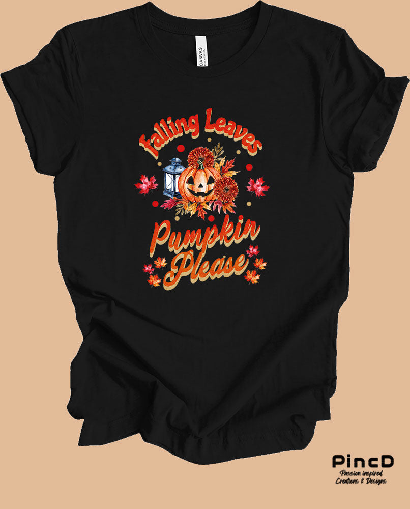 Herbst T-Shirt – Falling Leaves Pumpkin please-black
