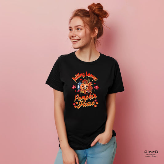 Herbst T-Shirt – Falling Leaves Pumpkin please