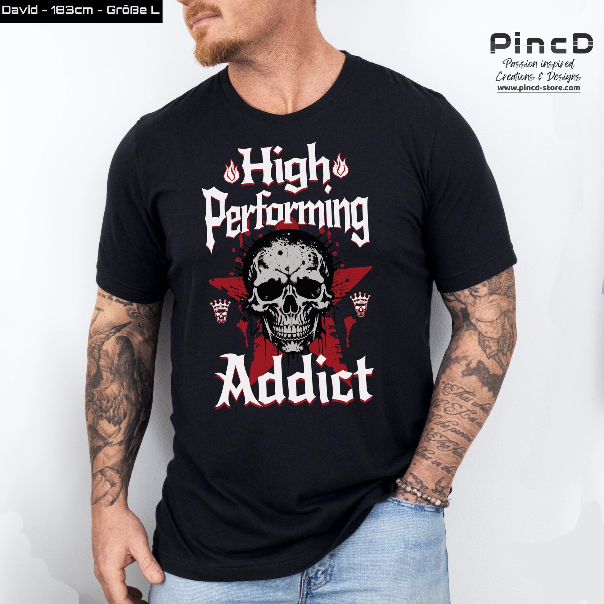 Streetware-T-Shirt mit Motiv High Performing Addict