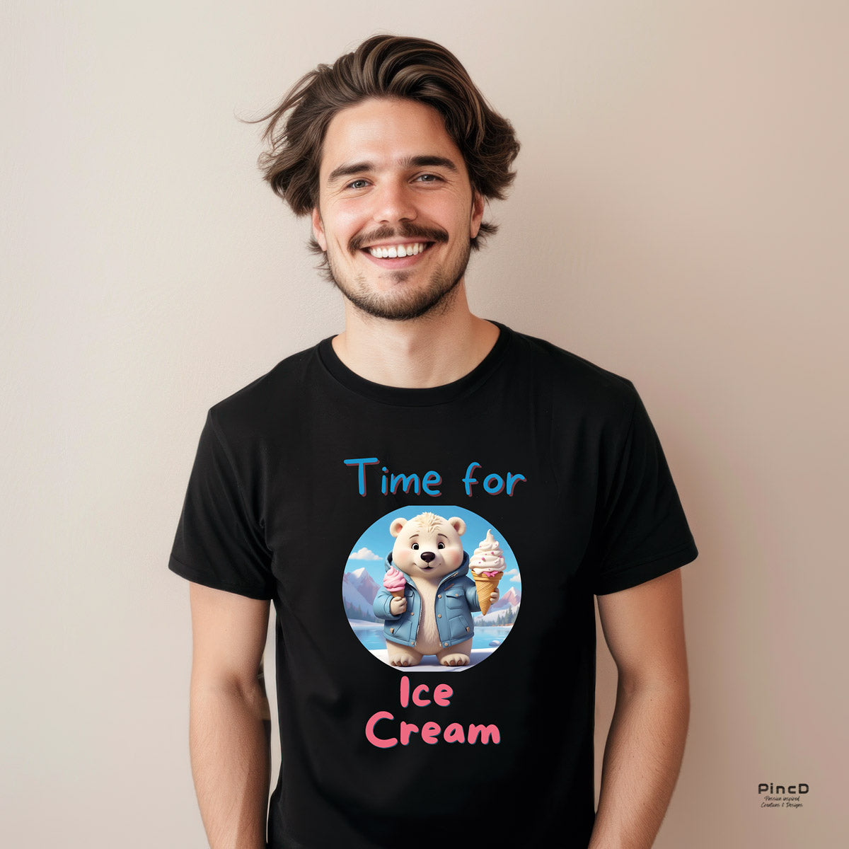 T-Shirt Eisbär mit Eis - Herren mit Spruch "Time for Icecream"