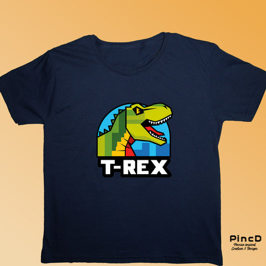 Dino T-Shirt für Kinder mit T-Rex Logo-8-Bit-Optik