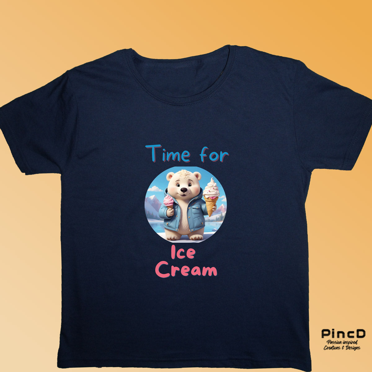 Bär T-Shirt für Kinder mit süßem Eisbär und Spruch Time for Ice Cream