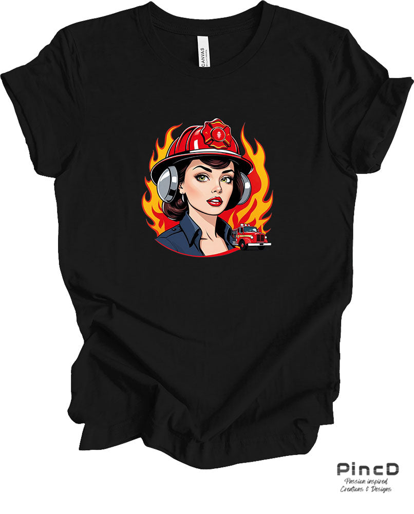 Feuerwehrfrau T-Shirt mit Motiv Miss Troubleshooter-T-Shirt-Black