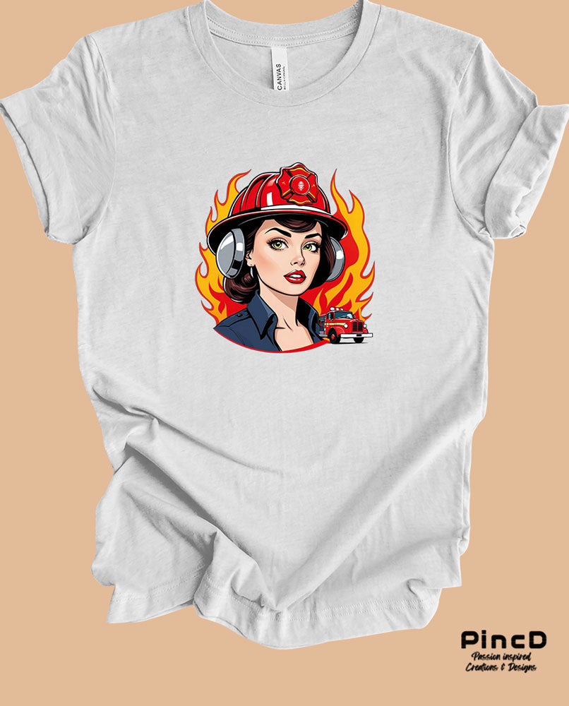 Feuerwehrfrau T-Shirt mit Motiv Miss Troubleshooter-T-Shirt-Ash-Grey