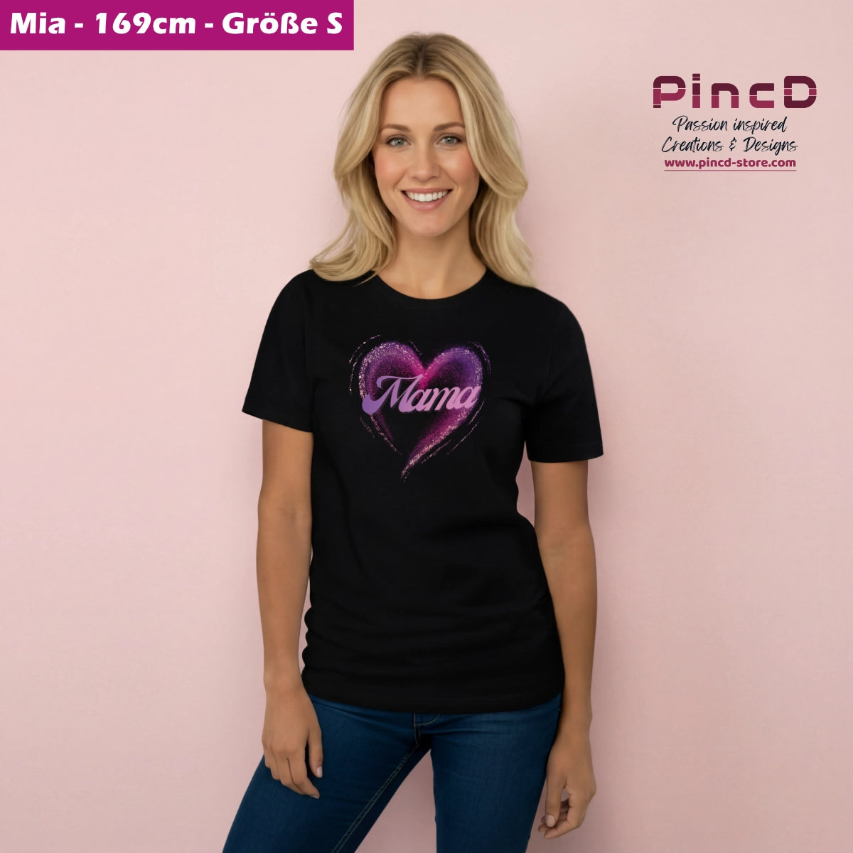 Mama T-Shirt mit Lila Herz und Schriftzug "Mama"-V2