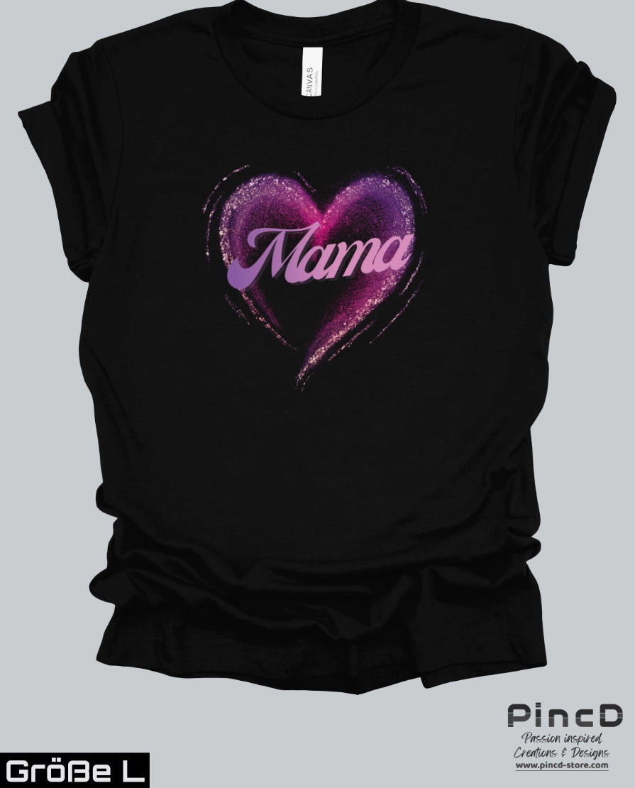 Mama T-Shirt -Lila Herz und Schriftzug "Mama"