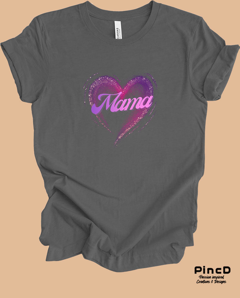 Mama T-Shirt -Lila Herz und Schriftzug "Mama"