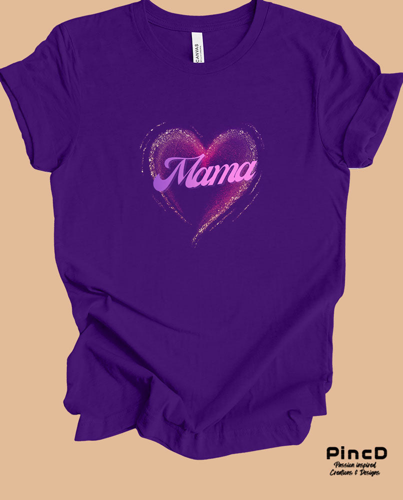 Mama T-Shirt -Lila Herz und Schriftzug "Mama"