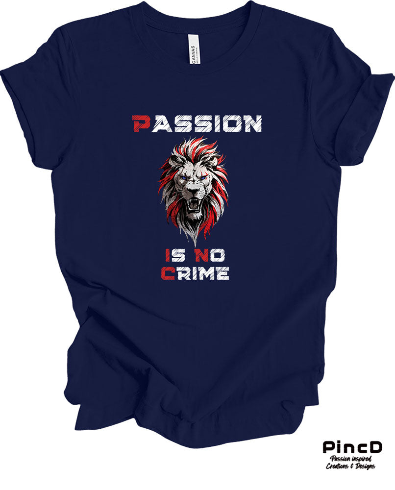 Löwen T-Shirt Herren - Spruch "Passion is no Crime"-T-Shirt-Navy-Blue