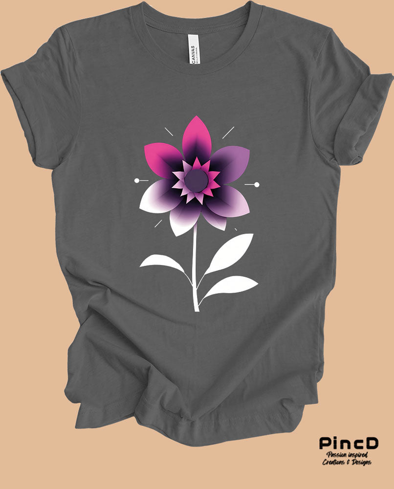 Blumen T-Shirt Damen – Motiv "Minimalistic Flower"-Storm-Grey-T-Shirt