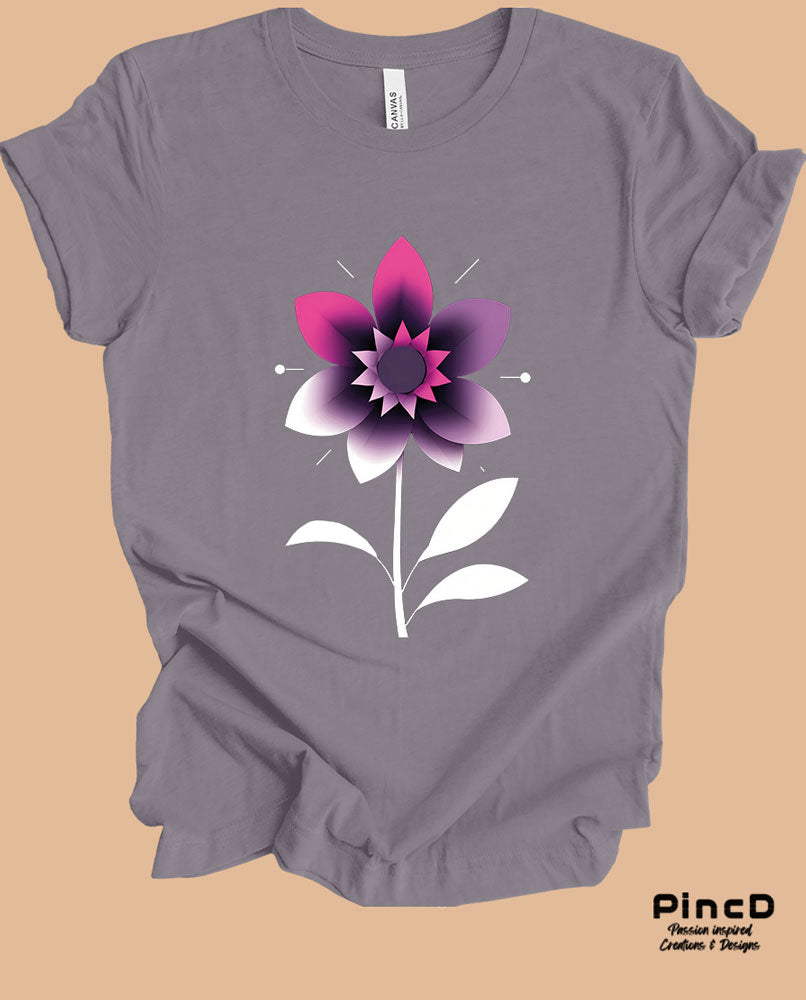 Blumen T-Shirt Damen – Motiv "Minimalistic Flower"-Ash-Grey-T-Shirt