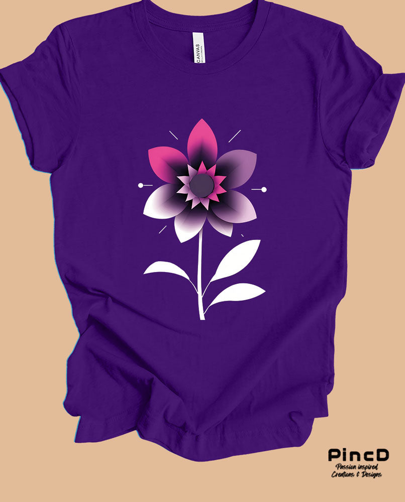 Blumen T-Shirt Damen – Motiv "Minimalistic Flower"-Team-Purple-T-Shirt