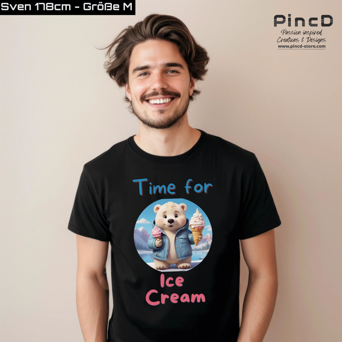 T-Shirt Eisbär mit Eis - Unisex Eisbär T-Shirt für alle Eisliebhaber-V2