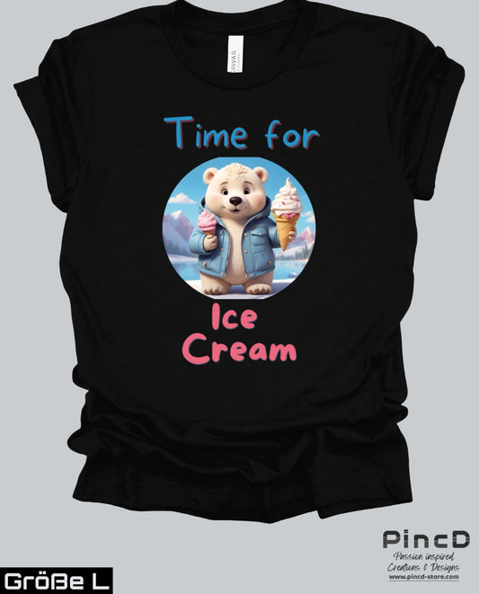 T-Shirt Eisbär mit Eis - Unisex mit Spruch "Time for Icecream"